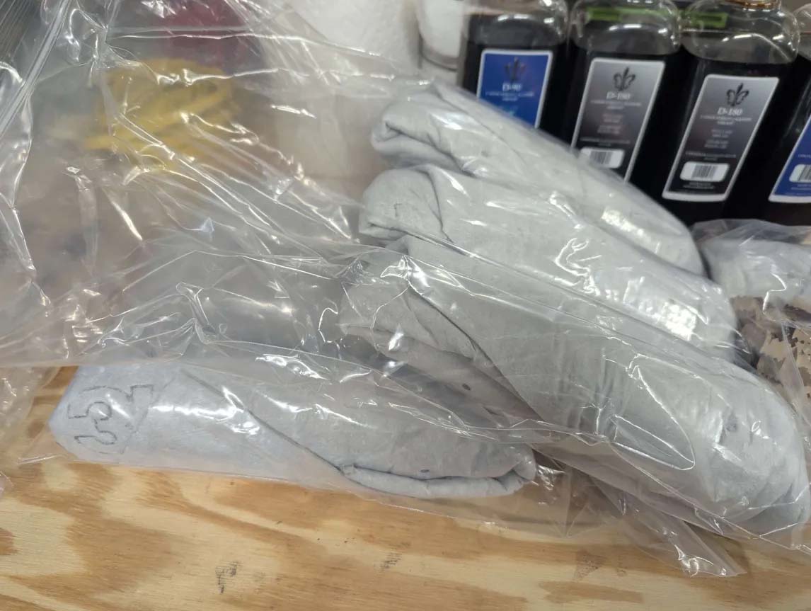 Packed bottles in Ziplock bags